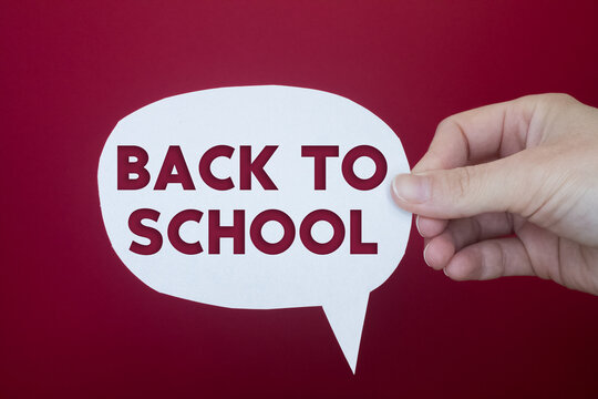 Speech bubble in front of colored background with Back to School text.