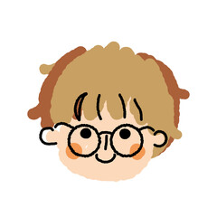 男の子　ゆる顔　アイコン　02　メガネ　_　単品　04
