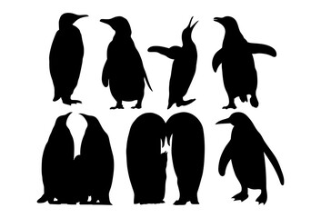 Penguin set. Template for plotter lazer cutting of paper, wood.