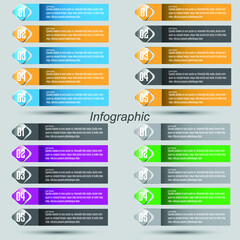 Collection infographics with steps and options, banner  for  business design and website template.