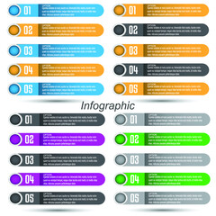 Collection infographics with steps and options, banner  for  business design and website template.