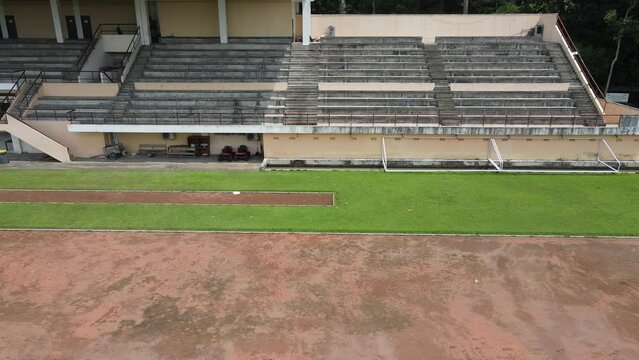 Aerial view of stadium seat in Indonesia with running track
