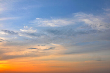 sun ray is go down and amazing dramatic orange cloud