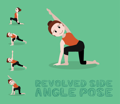 Yoga Tutorial Revolved Side Angle Pose Cartoon Vector Illustration