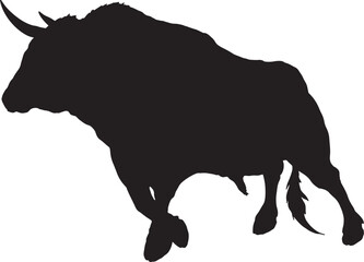 Isolated Bull Silhouette, Fighting Bull Silhouette in Vector