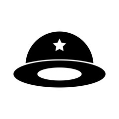 Army helmet icon, full black. Vector illustration, suitable for content design, website, poster, banner, or video editing needs