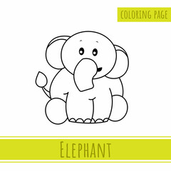 Coloring Page Of Cute Elephant. Suitable for Kids Activities