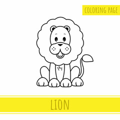 Coloring Page Of Cute Lion. Suitable For Kids Activities