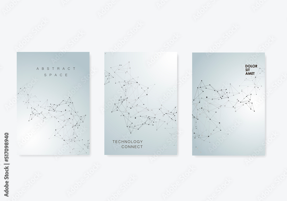 Aufkleber Technology modern abstract composition. Connect dots and lines. Text frame surface. Brochure cover design. Vector front page font design