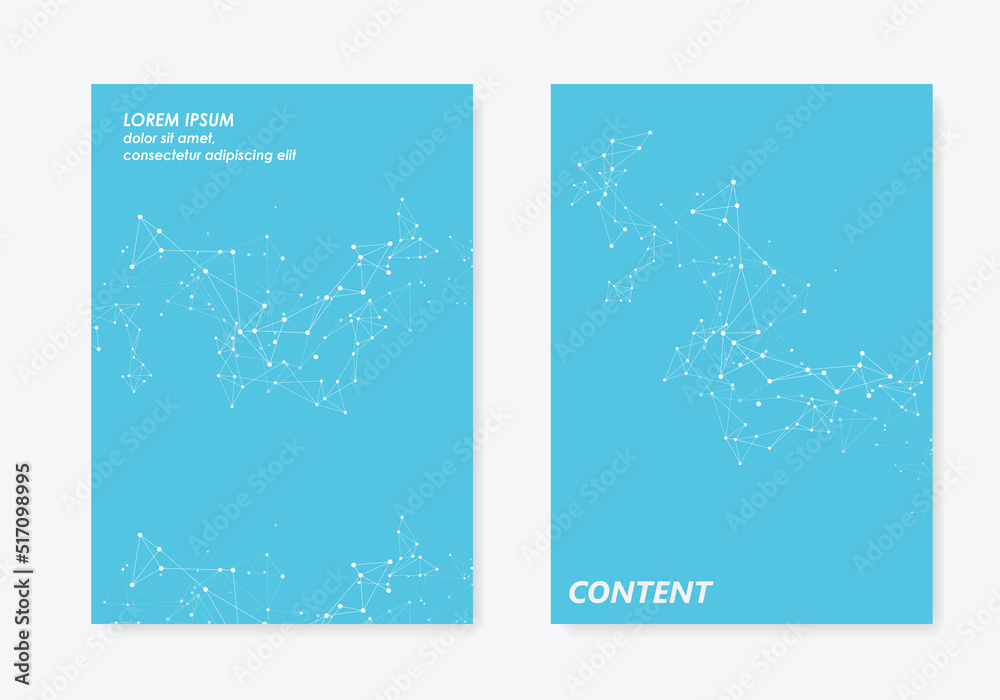 Poster vector templates brochure cover in a4 size. abstract geometric concept with connected lines and dots