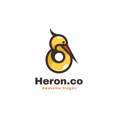 Vector Logo Illustration Heron Simple Mascot Style