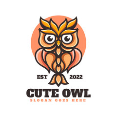 Vector Logo Illustration Owl Simple Mascot Style