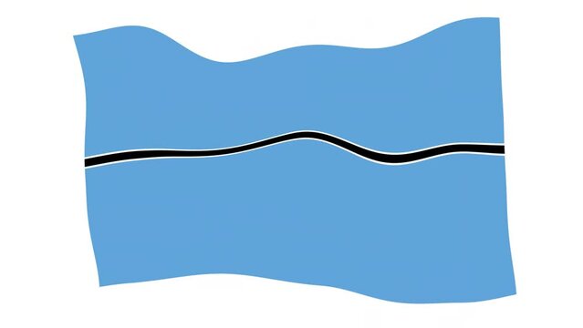 botswana flag wave animated in white background