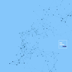 Abstract polygonal with connecting dots and lines. Molecule tech digital line. Network polygon triangle. Node plexus illustration. Vector background
