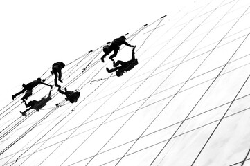 Silhouette of Window Cleaners
