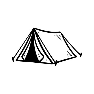 Camping tent icon vector hand drawn illustration