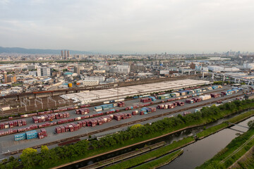 Shipping Containers and Japanese High Speed Trains, Aerial View