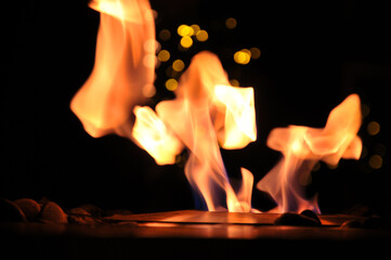 fire in the fireplace