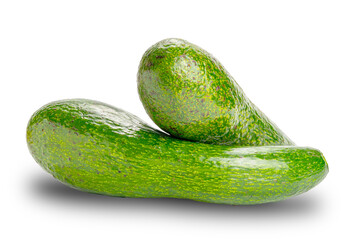 Fresh green avocado isolated on white background with clipping path. Avocado is a plant native to highland region.