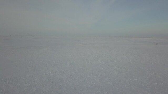 Wonderful capturing video of drone from the top of yurts in the middle of tundra in Arctic