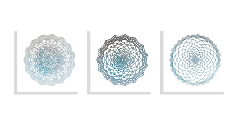 oriental colorful lace floral circles vector  set