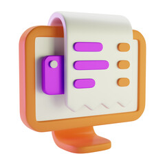 Monitor with check 3d rendered icon