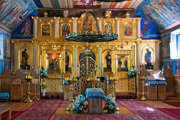 Fototapeta na wymiar Main monastery church, Holy Mountainf of Grabarka also knows as the 'Mountain of Crosses'. the most important location of Orthodox worship in Poland.