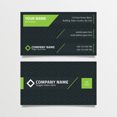 Modern Technology-Futuristic Style Business Card Design, Black and Green Visiting Card Template