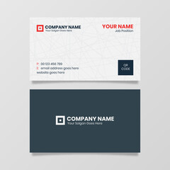 Modern Business Card Template Design, Blue and White Professional Corporate Vector Visiting Card