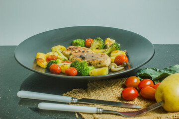 grilled chicken with vegetables