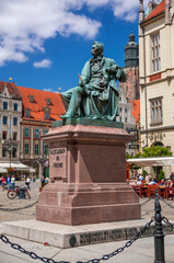 Monument of Aleksander Fredro in Wrocław, Lower Silesian Voivodeship, Poland - obrazy, fototapety, plakaty