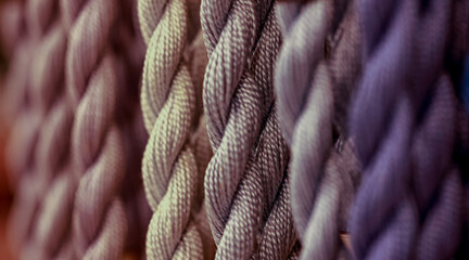 Abstract close up of colorful rope for background or backdrop.