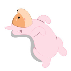 shiba inu in pajamas lies on his back and looks away