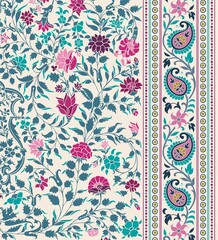wedding card design, traditional paisley floral pattern , royal India	
