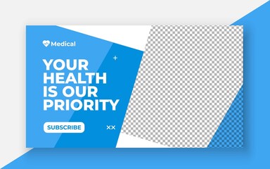 Medical healthcare youtube thumbnail and web banner template.Editable video thumbnail template