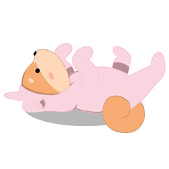 shiba inu in pajamas lying on his back