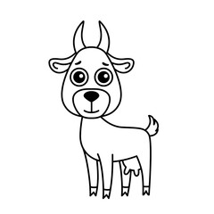 Farm animal for children coloring book. Funny vector goat in a cartoon style