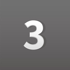 Silver number 3 on dark background, Retro 3D style.