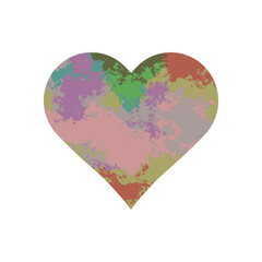 Colorful splash heart symbol on white background vector.