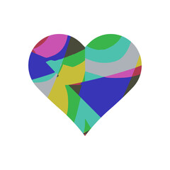 Rainbow heart symbol on white background vector.
