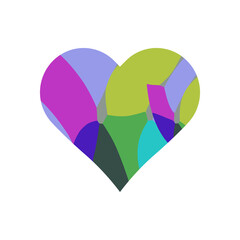 Rainbow heart symbol on white background vector.