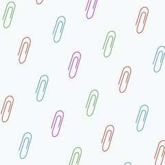 Vector Stationery pattern. Colorful school stationery with paperclips background