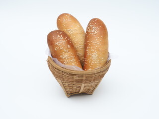 long white bread in basket