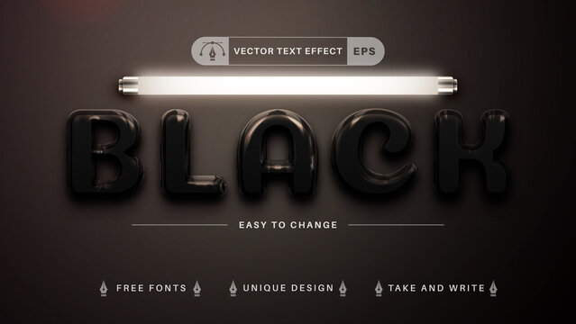 Black Plastic - Editable Text Effect, Font Style