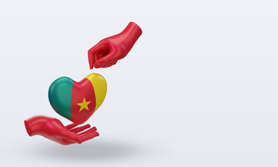 3d charity day Cameroon flag rendering left view