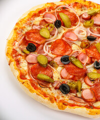 Italian traditional Pizza with sausages