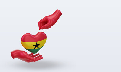 3d charity day Ghana flag rendering left view