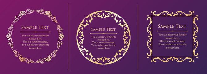 オシャレなフレーム。デザインテンプレート。ゴージャスな額のセット。