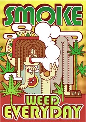 illustration smoke weed eveyday, smoking weed