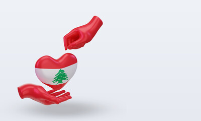 3d charity day Lebanon flag rendering left view